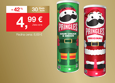 Čips Pringels Xmas original/kisla smetana in čebula