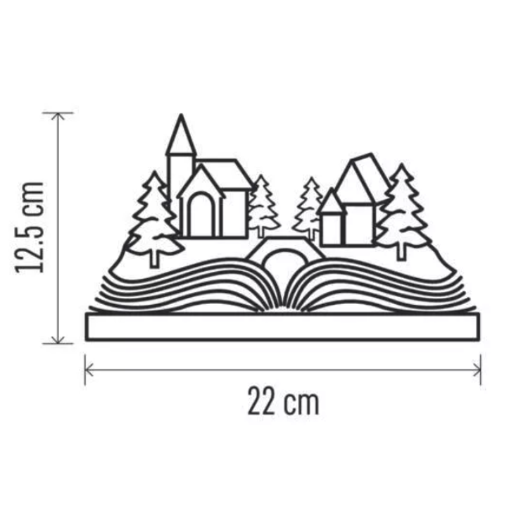 LED božična vasica knjiga, 12,5 cm, 3× AA, notranja, topla bela_3