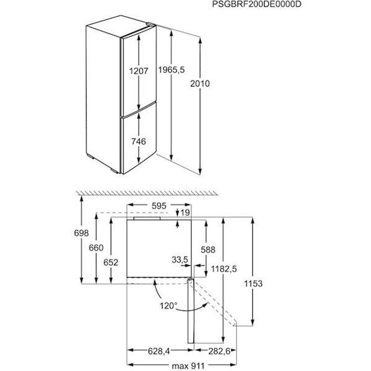 Hladilnik z zamrzovalnikom Electrolux LNT5ME36U1, siv 
