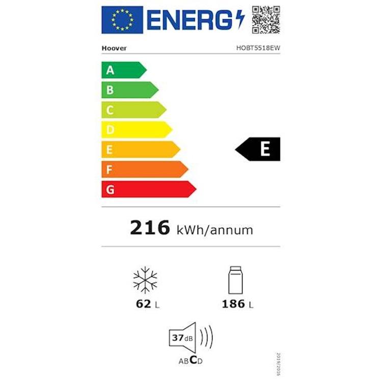 Vgradni hadilnik z zamrzovalnikom HOOVER HOBT5518EW, 177 cm, bel 