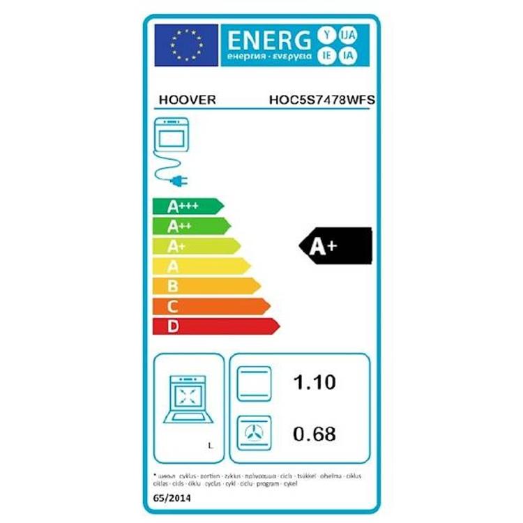 Vgradna pečica HOOVER HOC5S7478WFS, črna, A+