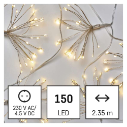Svetlobna veriga Emos, svetleče cvetlice nano, LED 150, 2,35 m, notranja, topla bela