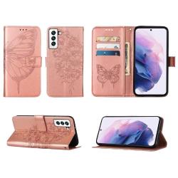 Samsung Galaxy S22+, preklopna torbica (WLGO-Butterfly), roza-zlata