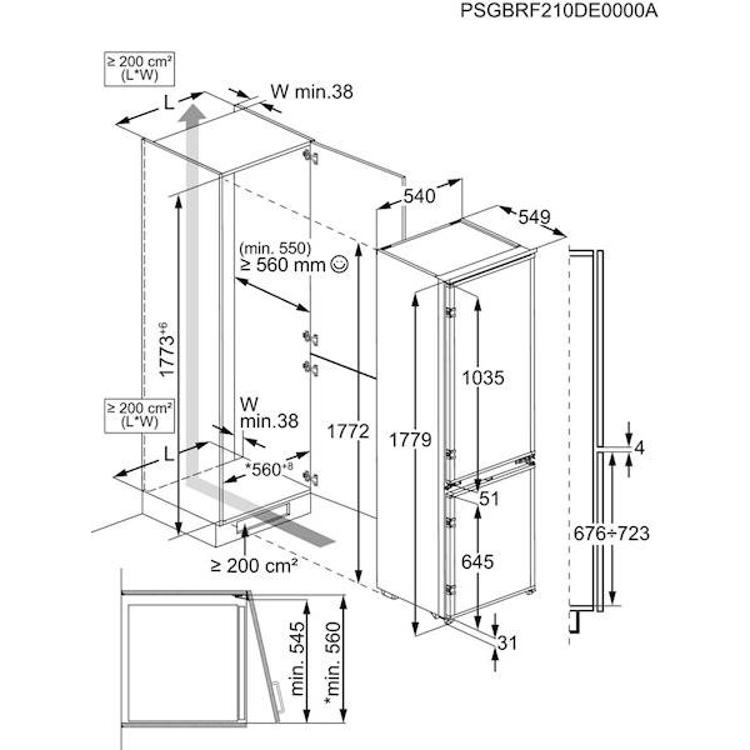 Vgradni hladilnik z zamrzovalnikom Electrolux LNS5LE18S, LowFrost