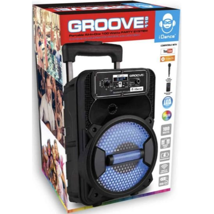 Prenosni zvočnik iDance Groove-119, 100 W, mikrofon, črna