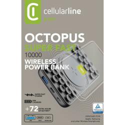 Prenosna baterija CellularLine Octopus, brezžična, 10000 mAh