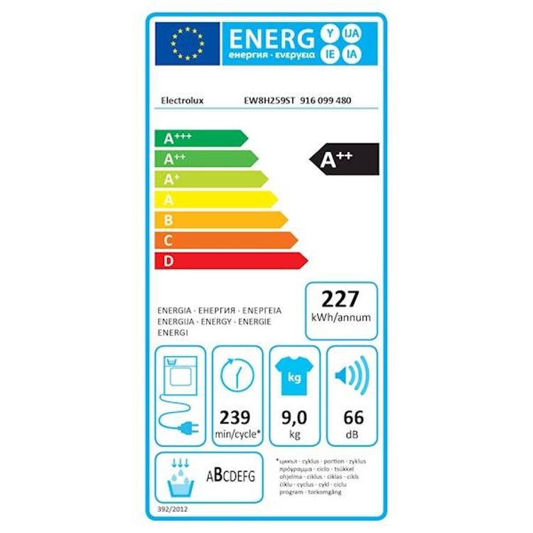 Sušilni stroj Electrolux EW8H259ST, 9 kg, A++