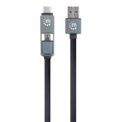 Avtopolnilec 2 X USB-A Manhattan + kabel, črne barve_2