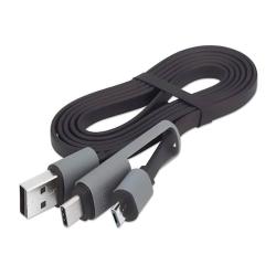 Avtopolnilec 2 X USB-A Manhattan + kabel, črne barve_3