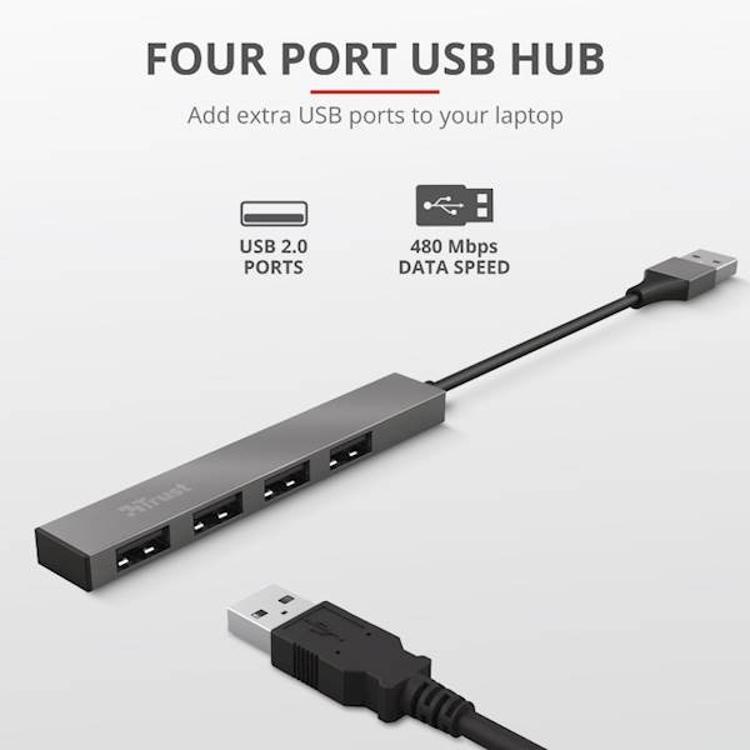 USB portni razdelilnik Trust HUB Halyx 4