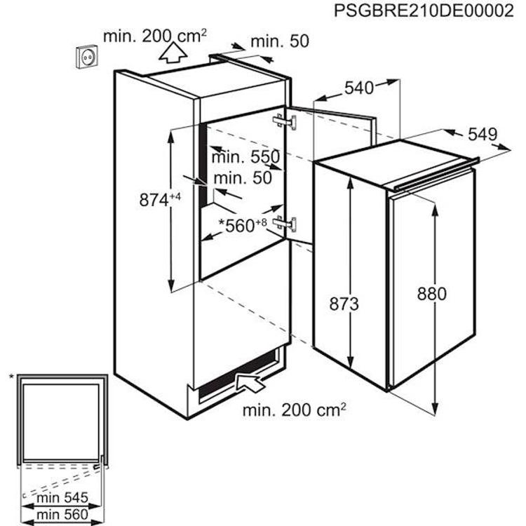 Vgradni hladilnik z zamrzovalnikom Electrolux LFB2AE88S, bel
