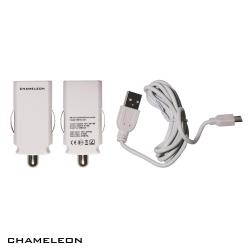 Univerzalni avtopolnilnik Chameleon MSH-SC-031, 2,1A z USB-microUSB kablom, bel