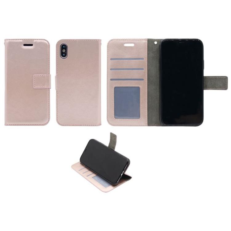 Apple iPhone X, preklopna torbica (WLC), roza-zlata_1