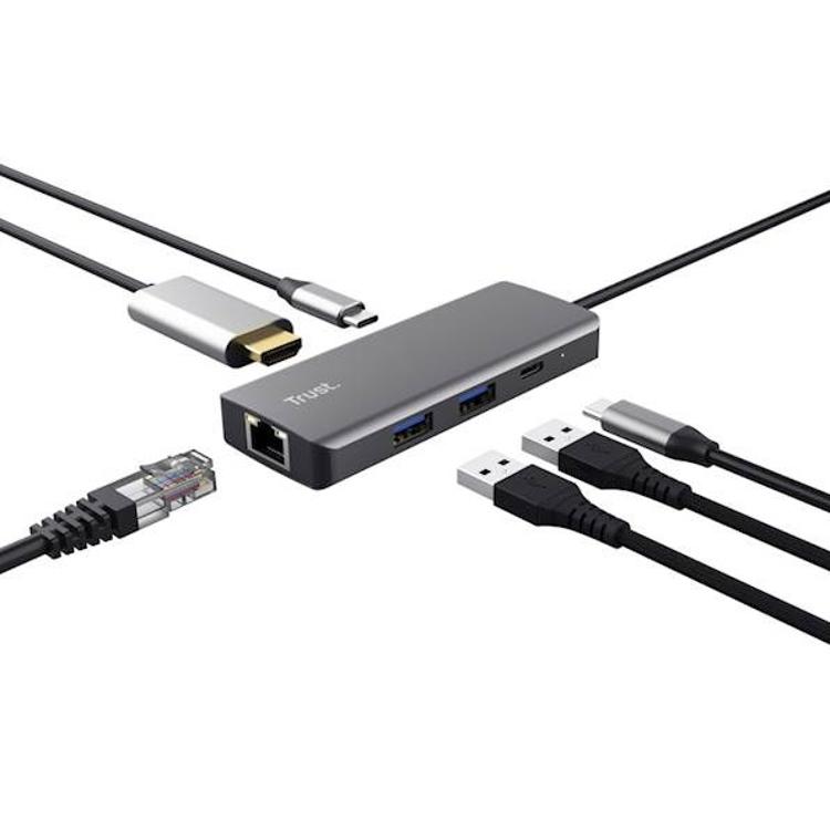 Multiport razdelilnik Trust Dalyx, 6 v 1, USB - C